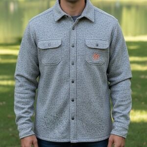 Rivalry Threads Auburn‎ Tigers Mens Button Up Shirt Grey Speckled Fleece Size M